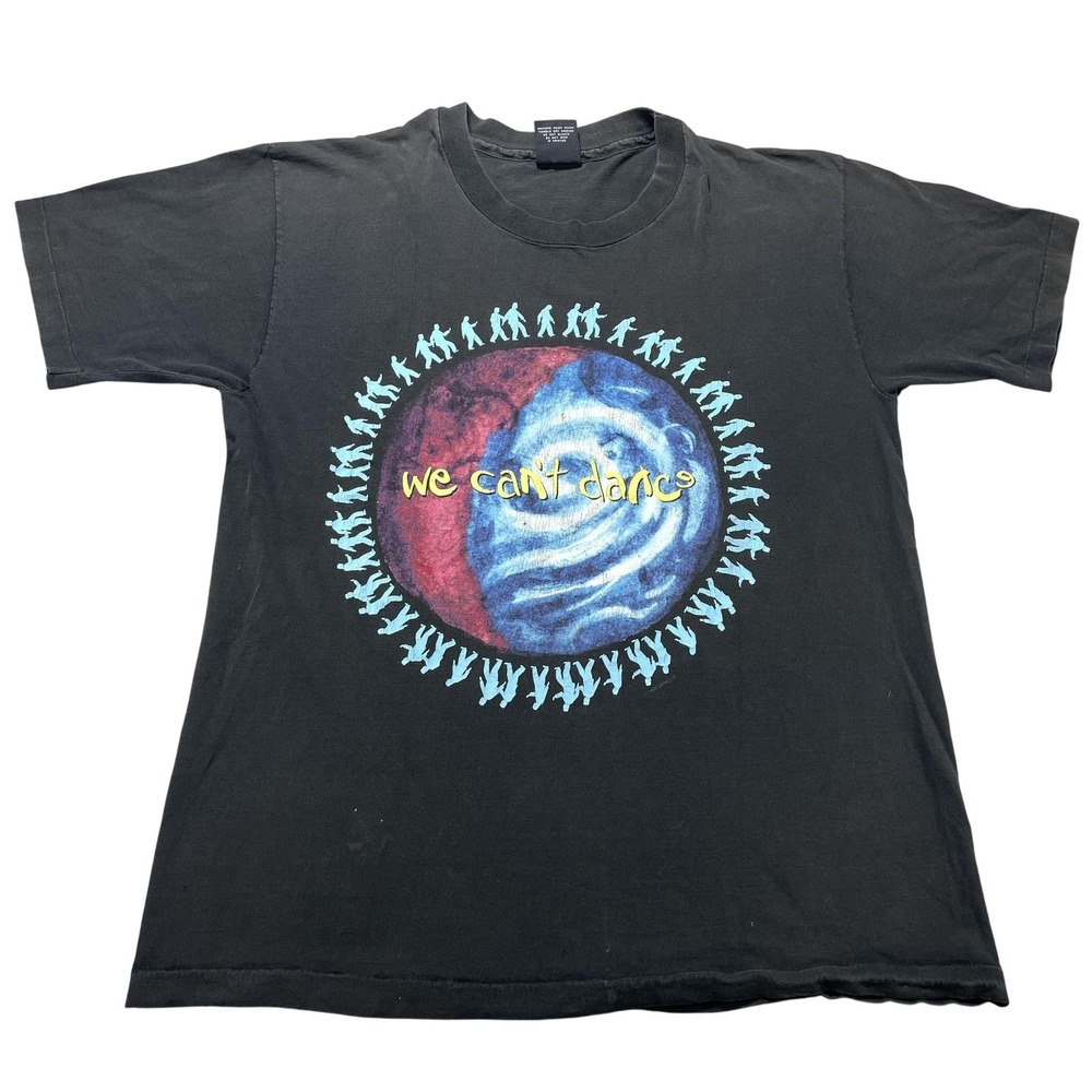 Vintage Genesis We Cant Dance‎ Shirt Mens XL Black Graphic Band Giant 1992 90s